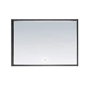 Perma Wood 40 in. W x 28 in. H Single Traditional Framed LED Wall Vanity Mirror in Suede Elegant Grey