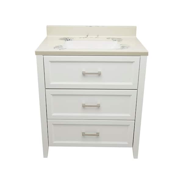 Ella Zermatt 31 in. W x 22 in. D x 36 in. H Bath Vanity in White with Carrara Cultured Marble Top