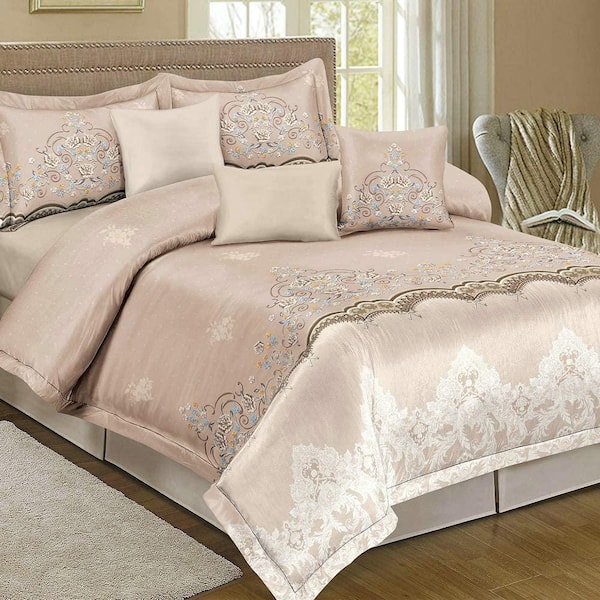 Sx 3 Pieces Champagne 100 Microfiber Polyester King Comforter Set With 2 Pillow Shams Mgnnkcf The Home Depot Microfiber Polyester King Comforter Set, Champagne King Bedding