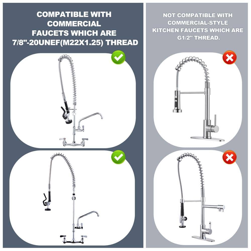 45 Inch Polished Chrome Stainless Steel Flexible Kitchen Sprayer Hose