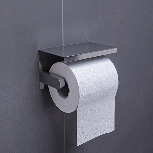 ALFI BRAND Toilet Paper Holder with Shelf in Brushed Stainless Steel