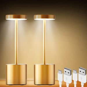 10 in. Gold Touch Sensor Dimmable Integrated LED Novelty Desk Lamp Set with USB Port (Set of 2)