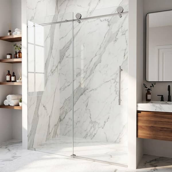 VIGO Elan Hart 56 to 60 in. W x 76 in. H Sliding Frameless Shower