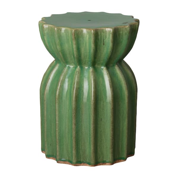 Emissary Lotus Distressed Jade Le, Jade Green Ceramic Garden Stool