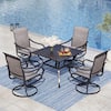 PHI VILLA Black 5-Piece Metal Square Patio Outdoor Dining Set with Slat ...