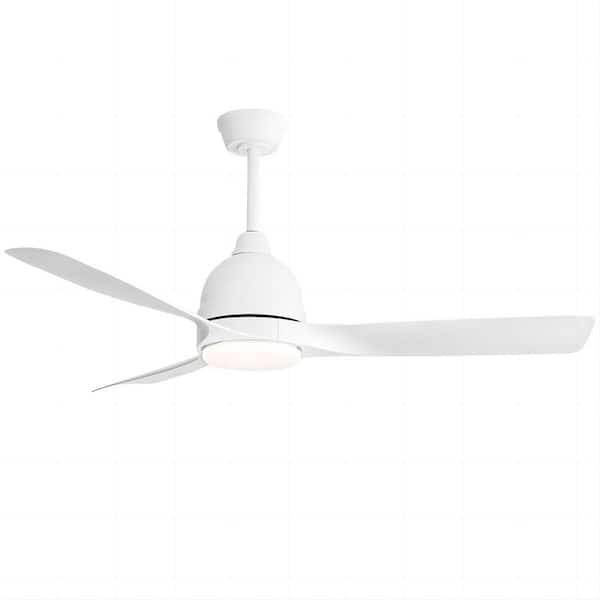 Jushua 54 in. Indoor/Outdoor White ABS Ceiling Fan 6 Speed Smart Remote ...