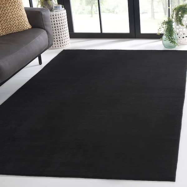 Loft Black 6 ft. x 6 ft. Machine Washable Modern Solid Square Area Rug