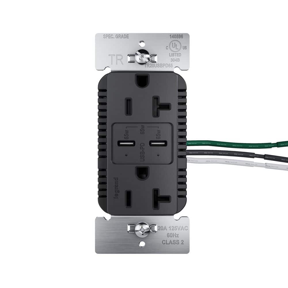 20A Tamper Resistant 65W Commercial Grade Power Delivery USB Type C Duplex Outlet Black price history on PriceWatchPro