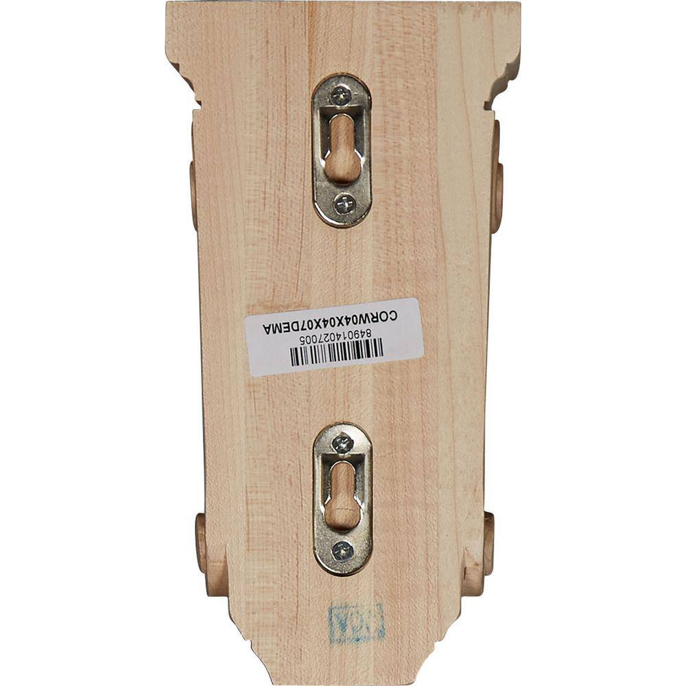 Devon Traditional Unfinished Rubberwood Corbel, 4" x 4" x 7.5"