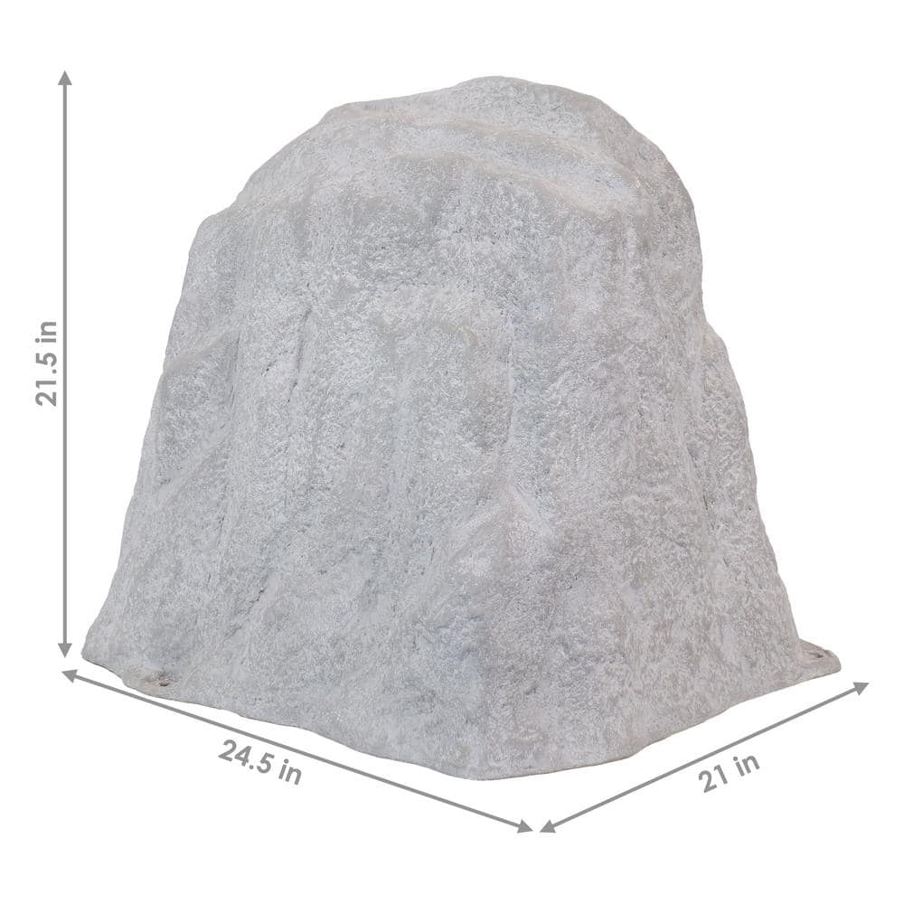 Gray Polyresin Faux Landscape Rock Cover with Metal Stakes