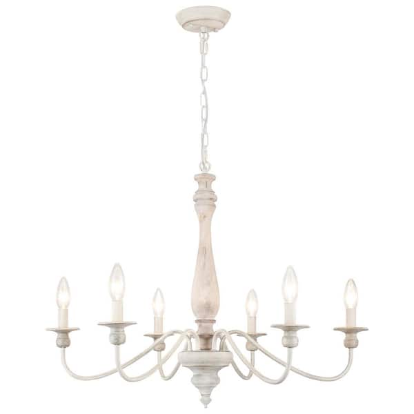 6-Light Gray Candlestick Hanging Ceiling Light Fixture Linear Chandelier Lighting for Kitchen Island