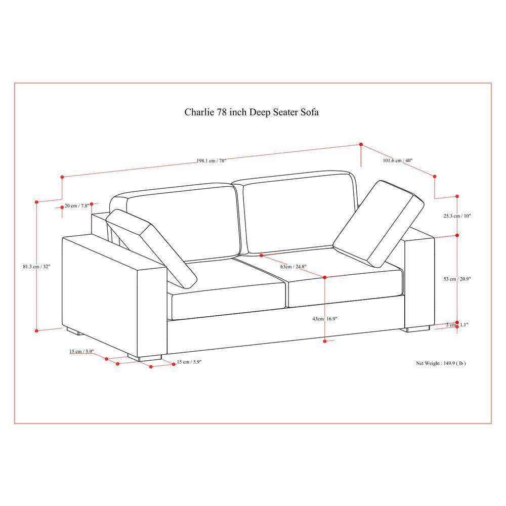 Charlie 78'' Cream Fabric Upholstered Lawson Sofa