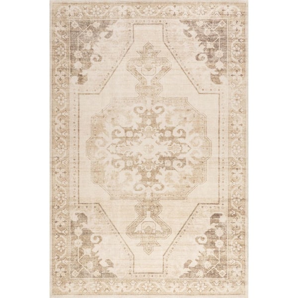 Nienna Wool Cotton Beige 5 ft. x 8 ft. Indoor/Outdoor Patio Area Rug