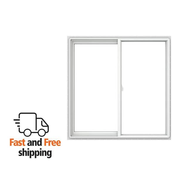 V-2500 48 in. x 48 in. White Vinyl Nailfin Sliding Window with Low E, Argon, Screen, and No Grids