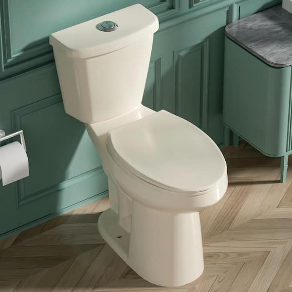 Kuomih 21 in. Extra Tall Toilet 2-Piece 1.1/1.6 GPF Dual Flush Elongated Heightened Toilet in Bone High Toilets for Seniors