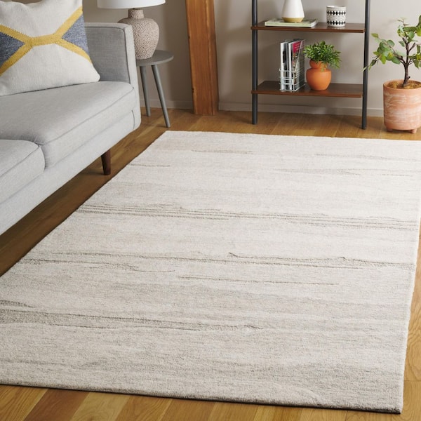 Ebony 6 ft. x 9 ft. Light Gray/Beige Abstract Striped Area Rug