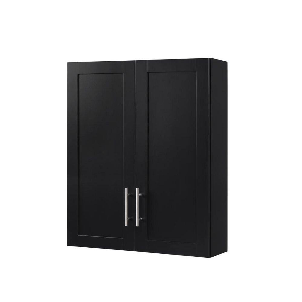 24 in. W x 7.63 in. D x 30 in. H Kitchen Bathroom Storage Wall Cabinet with Adjustable Shelf in Black price history on PriceWatchPro
