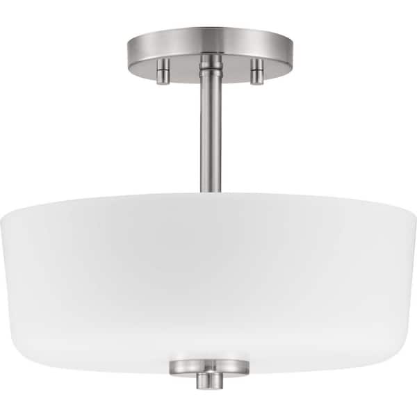 Progress Lighting Tobin Collection 2-Light Brushed Nickel Semi- Flush Mount