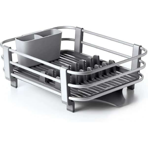 Rust-Proof Aluminum Plastic Countertop Dish Rack with Non-slip Feet