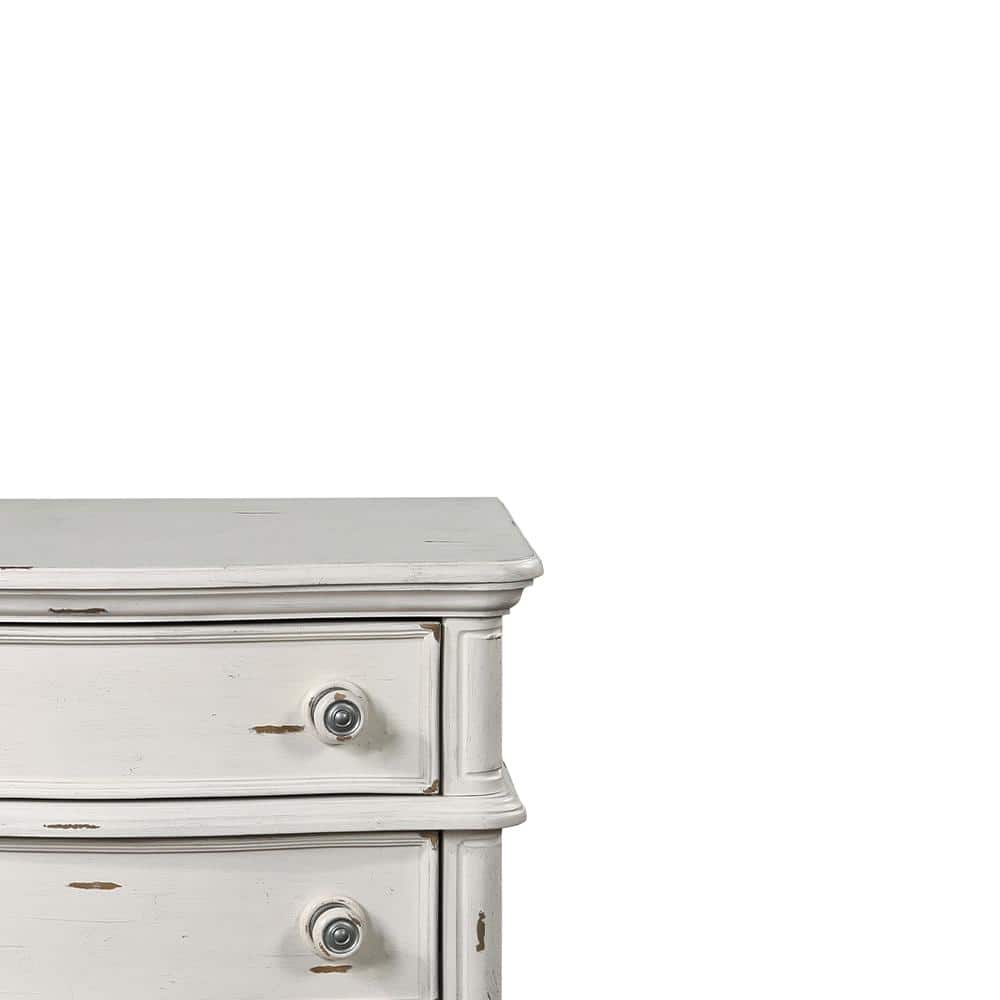 Jaqueline Antique White 3-Drawer Wooden Nightstand