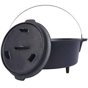 8 qt. Pre-Seasoned Cast Iron Dutch Oven with Skillet Lid, Camping Pot for Outdoor Cooking, BBQ, and Campfire Meals