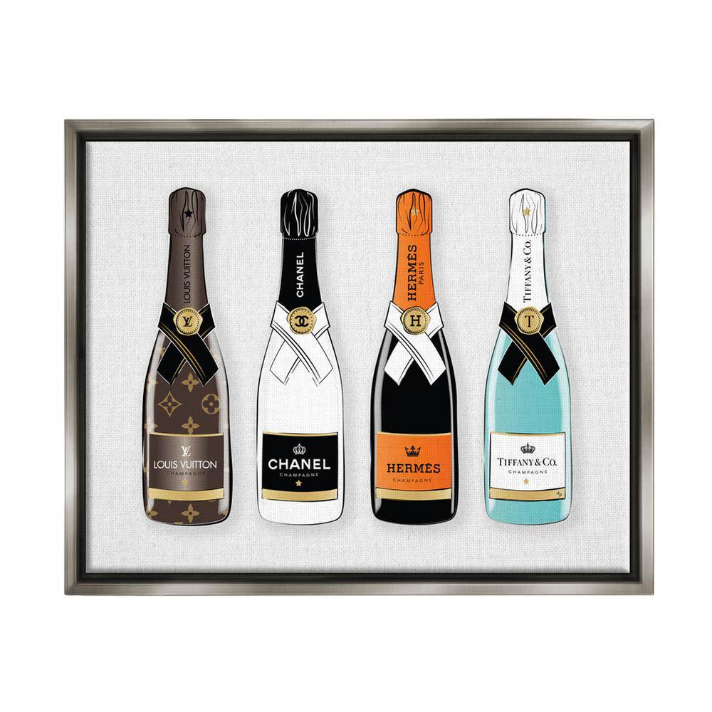 The Stupell Home Decor Collection Glam Fashion Champagne Bottles Style  Brand by Martina Pavlova Floater Frame Drink Wall Art Print 25 in. x 31  in. ac-875_ffl_24x30 - The Home Depot