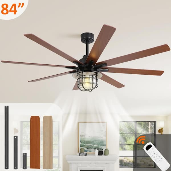 66 in. Indoor Brown Modern Ceiling Fan with LED Light with Remote, Downrod Mount