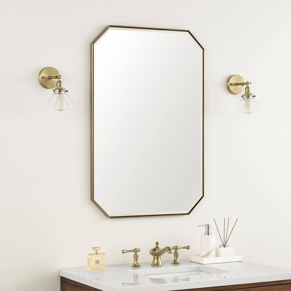 Rohe 36" x 24" Champagne Brass Minimalist Vanity Mirror