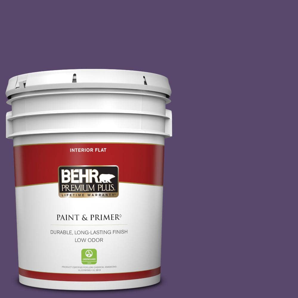BEHR PREMIUM PLUS 5 gal. P5707 Proper Purple Flat Low Odor Interior Paint & Primer 130005