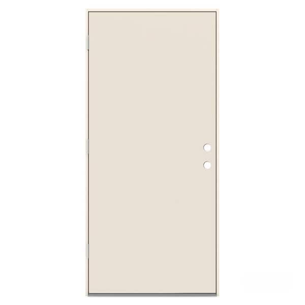 JELD-WEN 36 in. x 80 in. Flush Primed Right-Hand Outswing Steel Prehung Front Door