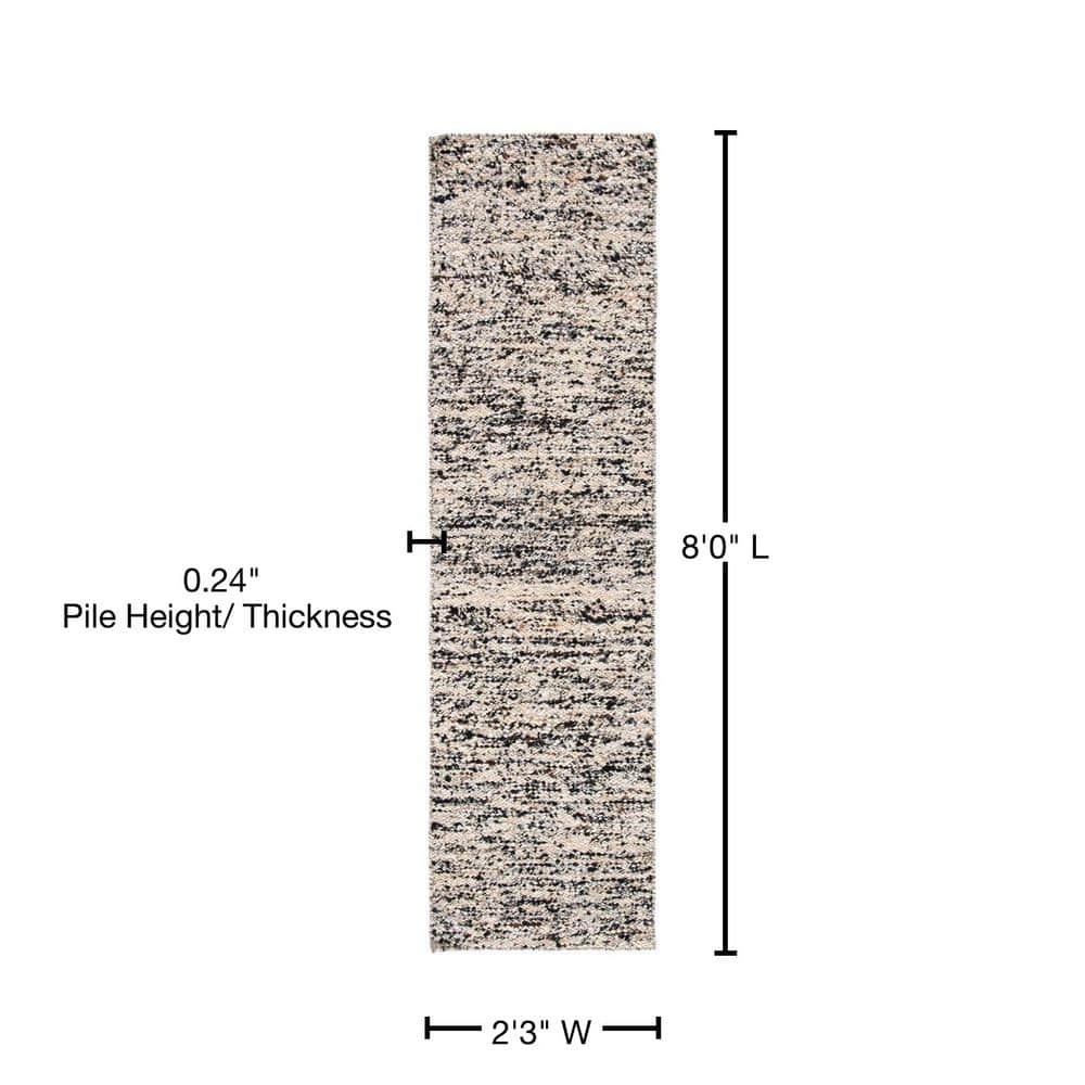 Handmade Beige and Grey Wool Tufted Runner Rug