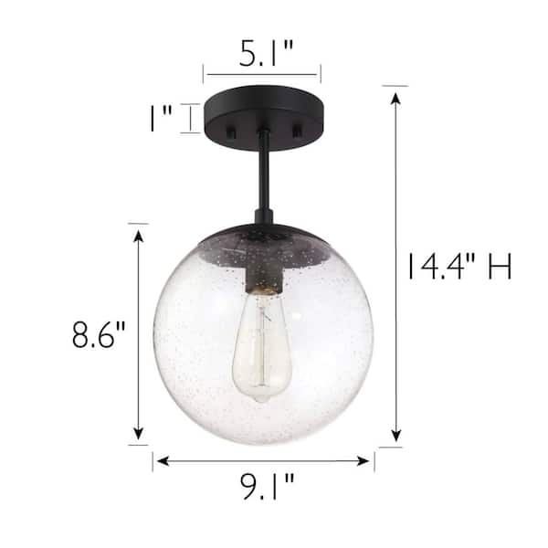 Gracelyn 9 in. Matte Black Ceiling Light Semi-Flush Mount