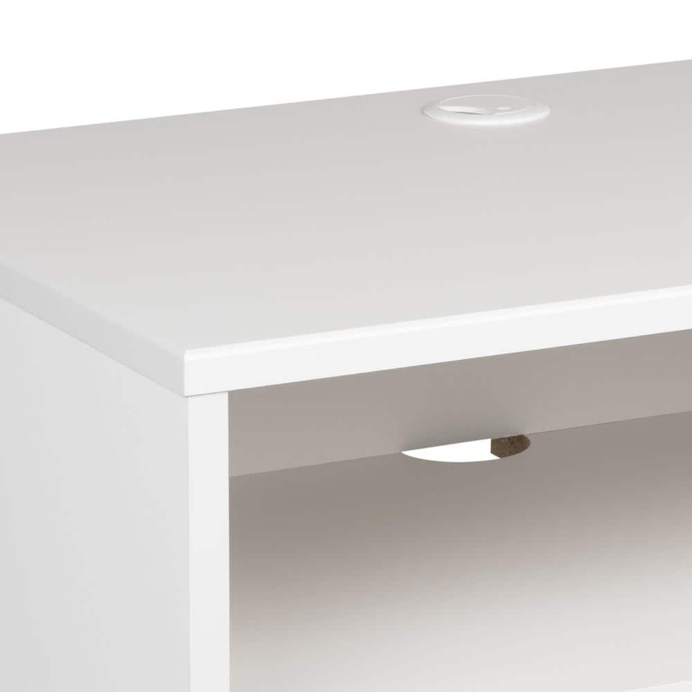 White Wall-Mounted Dresser and Nightstand Set with Brass Knobs