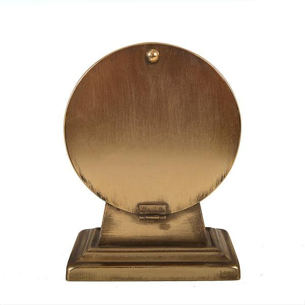 Vintage Gold Metal Tabletop Mantel Clock with Roman Numerals