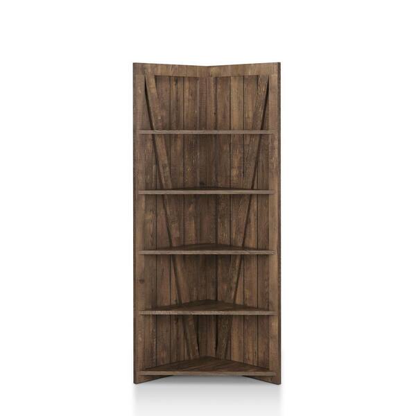 Furniture Of America Helsa Reclaimed, Large Wooden Corner Bookcase
