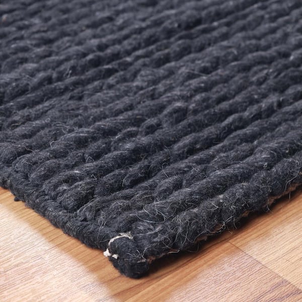 SUPERIOR Aero Black 8 ft. x 10 ft. Hand-Braided Wool Area Rug  8X10RUG-ARO-BK - The Home Depot