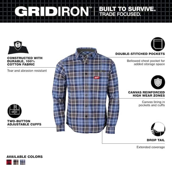 Men's Small Blue GRIDIRON Flannel Shirt
