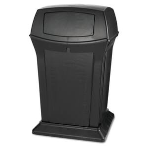 Ranger 45 Gal. Black Structural Foam Square Fire-Safe Trash Can with Side Door