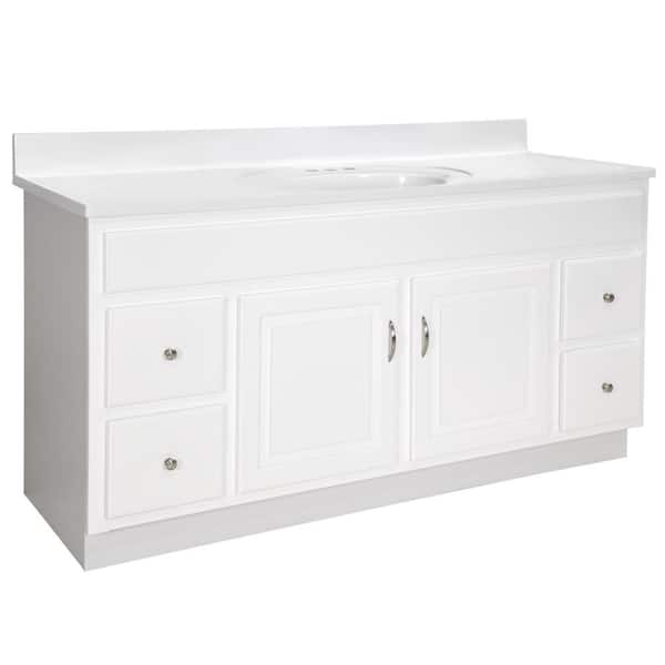 Design House Concord 61 in. x 22 in. D x 35 in. H Vanity White Cultured Marble Top Single Sink 4 in. Centerset, Fully Assembled White