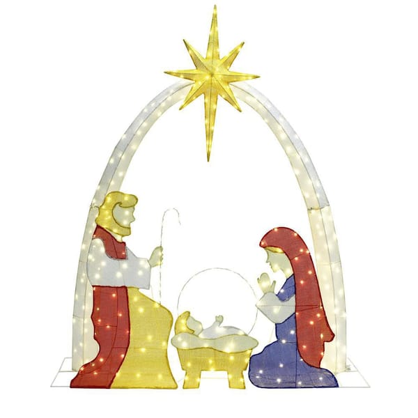 70 in. Multi-Color Nativity Manger Scene Outdoor Christmas Decoration with Lights