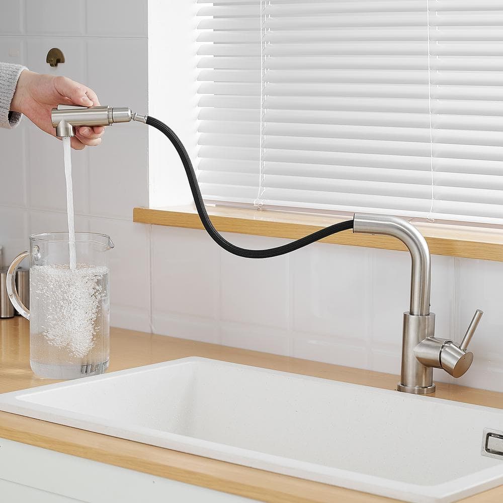 Brushed Nickel Single Handle Pull Down Kitchen Faucet with Ceramic Disc Valve
