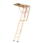 LWF 8 ft. - 10 ft., 22.5 in. x 54 in. Fire Rated Insulated Wood Attic Ladder with 300 lb. Maximum Load Capacity
