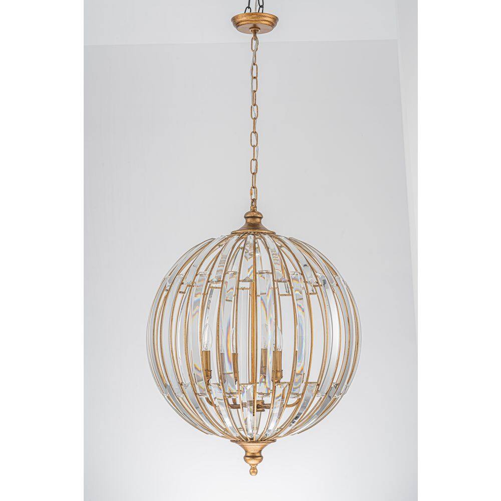 Voryra 6-Light 22-in W Antique Gold Crystal Orb Pendant Light Globe Vintage Chandelier for Living Room and Dining Room price history on PriceWatchPro