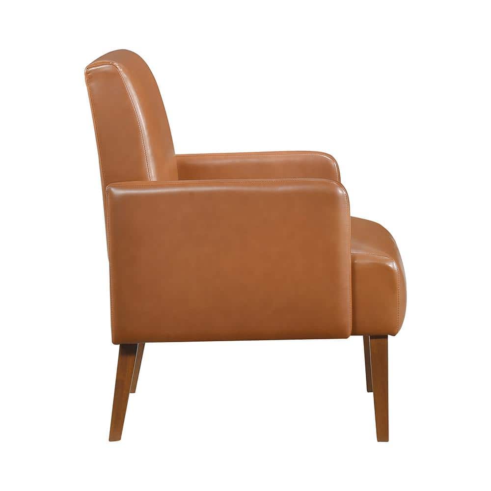 Matt Brown Faux Leather and Wood Accent Chair