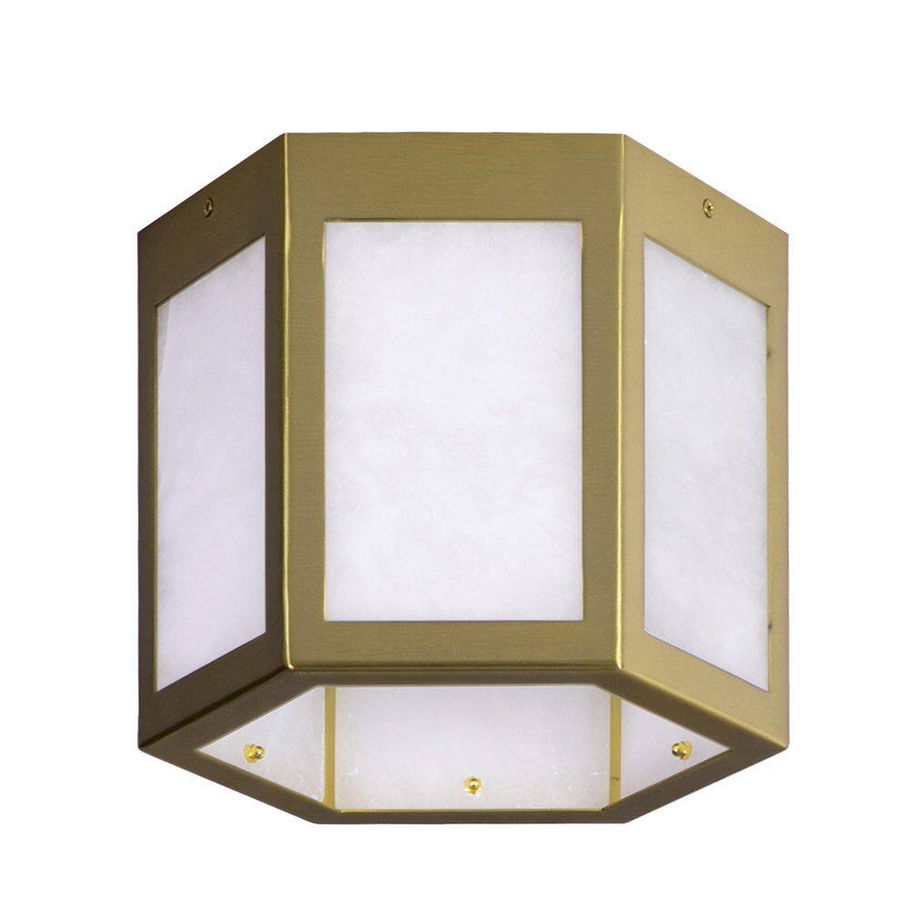 9.8 in. 1-Light Modern Lantern Brushed Gold Flush Mount for Bedroom Kitchen Foyer with White Jade Marble Shade price history on PriceWatchPro