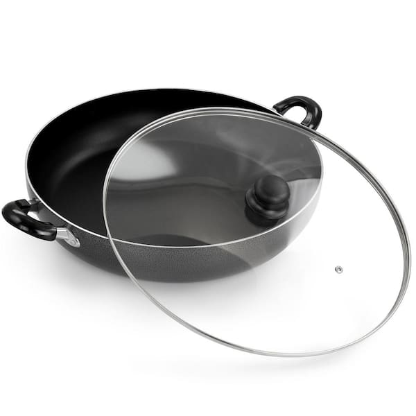 LIGTSPCE All-in-One Pan,Always Nonstick Large Skillet,Deep Frying Pan with Lid(11-inch), Multipurpose Saute Pan with Strainer,PFOA Free Chef’s Pan