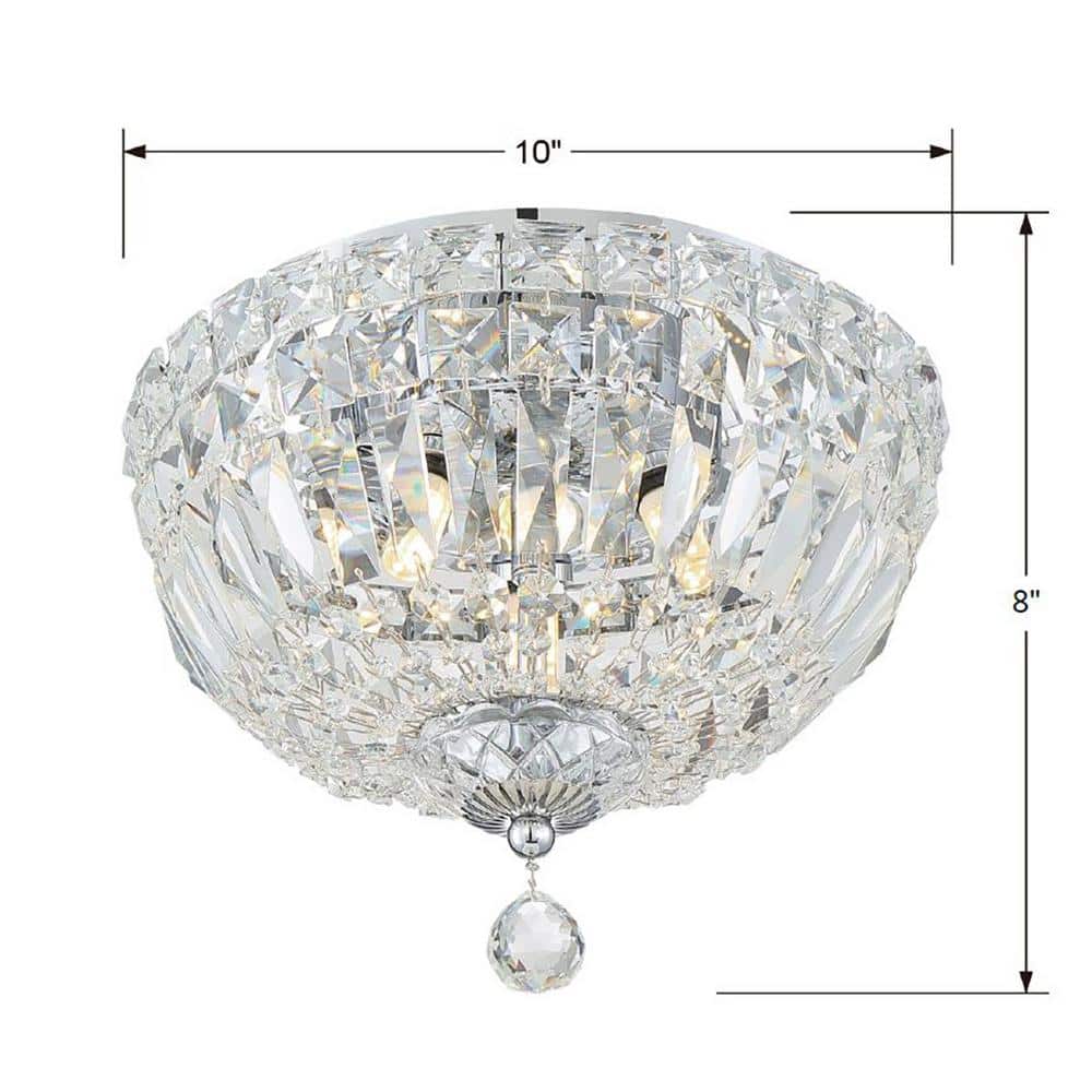 Polished Chrome Crystal LED Bowl Flush Mount Light