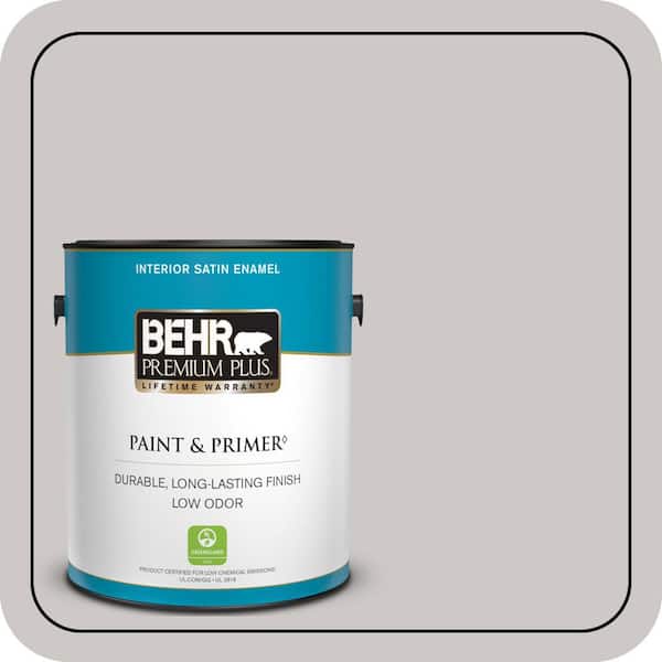 BEHR PREMIUM PLUS 1 gal. #PPU26-09 Graycloth Satin Enamel Low Odor Interior Paint & Primer