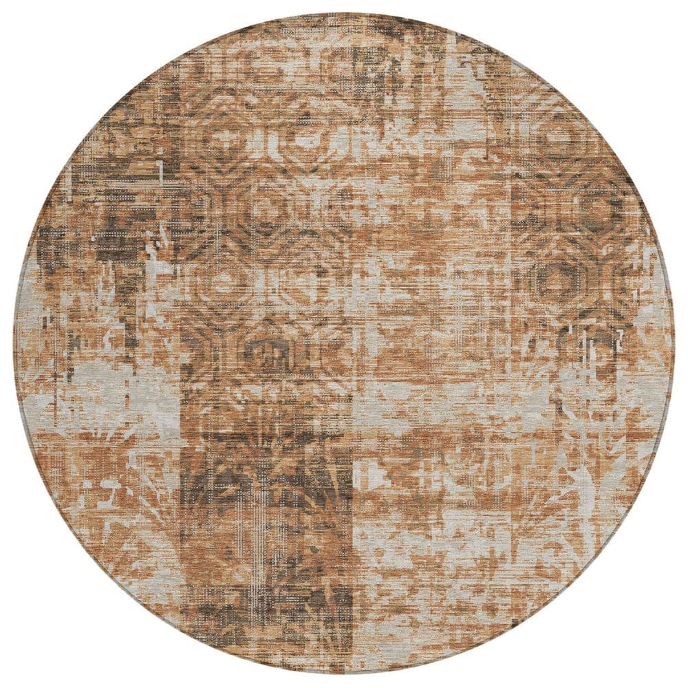 Chantille Machine Washable Indoor/Outdoor Abstract ACN2785 Copper 8 ft. x 8 ft. Round Rug price history on PriceWatchPro