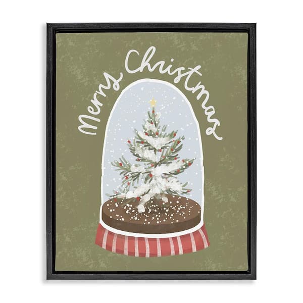 Merry Christmas Snow Globe by Sadie Harper 1 Piece Black Floater Frame Graphic Typography Art Print 21 in. x 17 in.